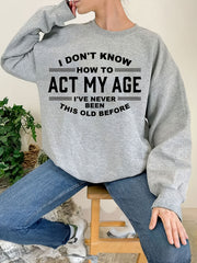 Letter Print Sweatshirt Crew Neck Long Sleeve Casual Women's Clothing