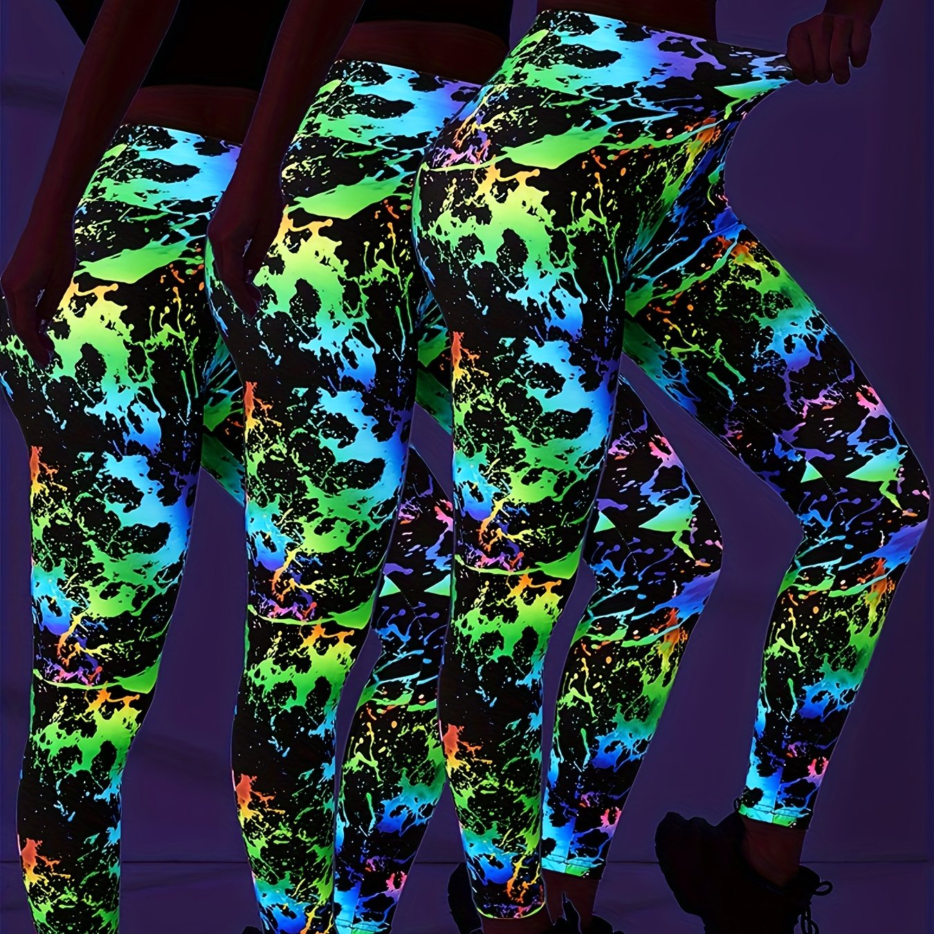 Fluorescent High Waist Leggings for Sports & Yoga