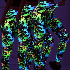 Fluorescent High Waist Leggings for Sports & Yoga