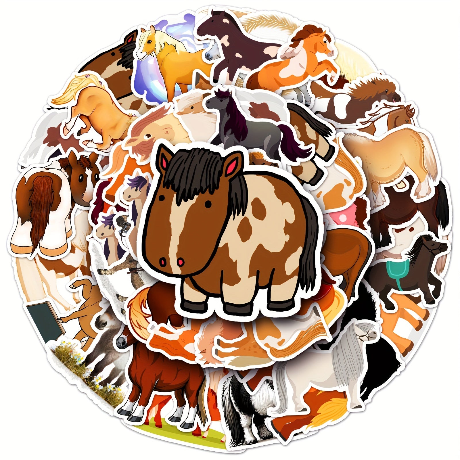 50pcs Pony Cartoon Animal Stickers DIY Sticker Pack
