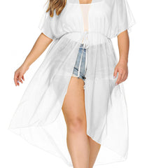 Short Sleeve Drawstring Cover Up Robe