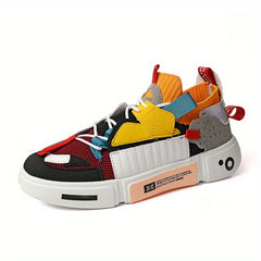 Men's Lace up Sneakers Patchwork Athletic Shoes Breathable Running Basketball