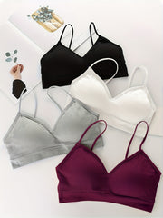 Girls Cami Bras V Neck Padded Seamless Straps Bralette