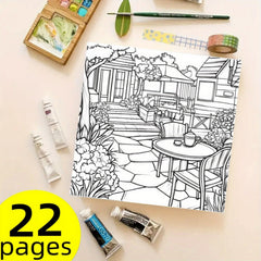 Whimsical English Garden Coloring Book - 22 Pages of Relaxing Illustrations