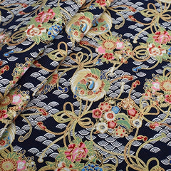 6pcs Gilded Crane Peacock Printed Fabric For DIY Crafting