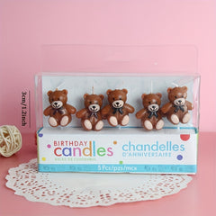 Teddy Bear Birthday Candles Cupcake Topper for Celebrations