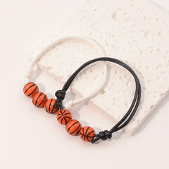 2pcs Boys Sports Wax Thread Braided Basketball Bracelet Set