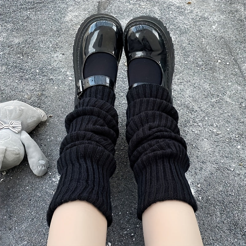 Rib Knit Leg Warmers Knee High Socks