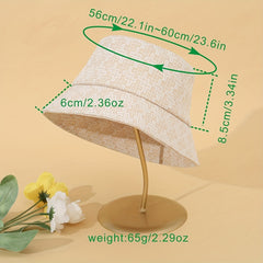 Classic Embossed Bucket Hat Khaki Sunscreen Basin Hat Women Travel Beach Hats