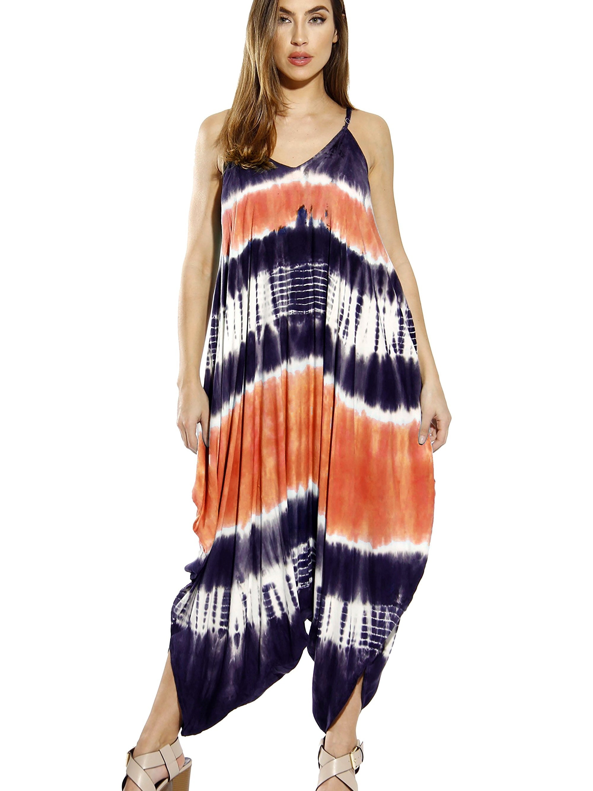 Tie Dye V Neck Harem Jumpsuit
