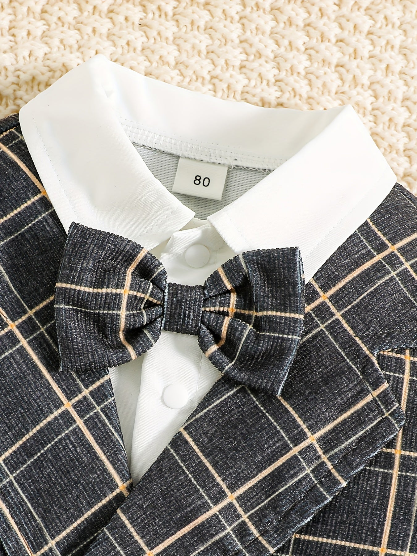 Baby Boy Gentleman Bow Plaid Suit Kids Party Christening Clothes Set