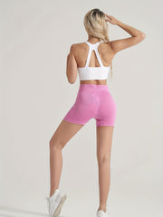 High Waist Yoga Quick Drying Sports Shorts Solid Butt Lifting Fitness Biker Shor