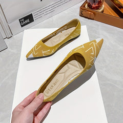 Women's Breathable Knit Flat Shoes Pointed Toe Slip on Casual Shoes