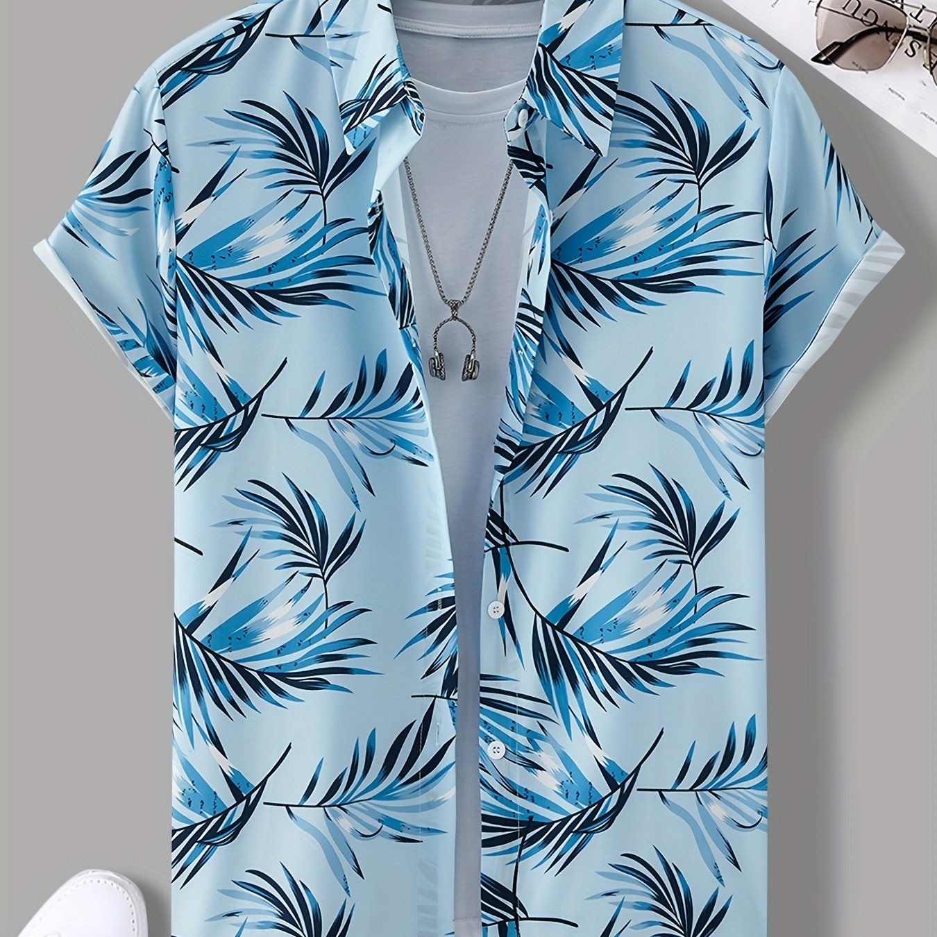 Hawaii Leaf Print Casual Shirt for Men