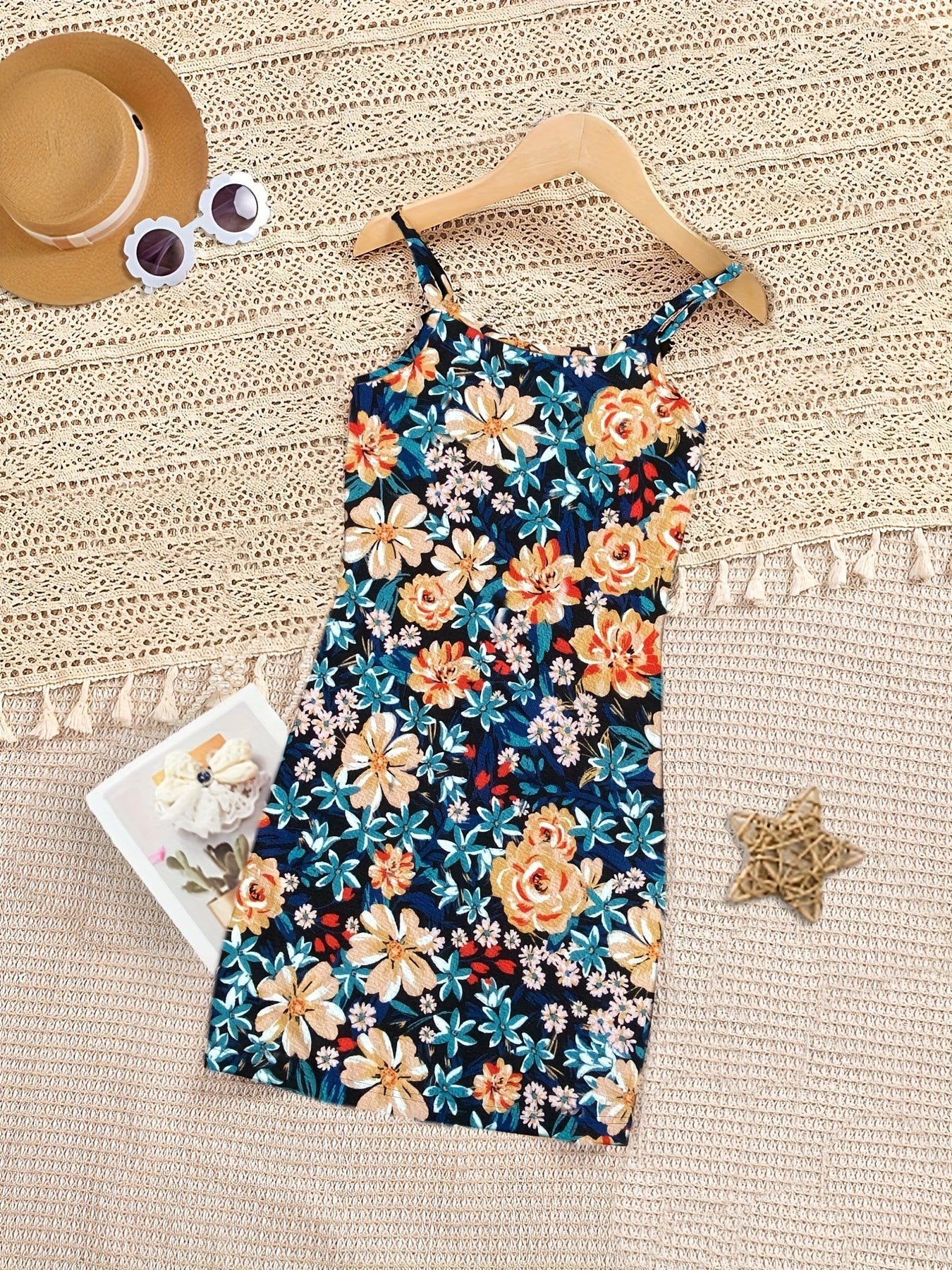 Girl's Boho Floral Cami Dress Summer Spaghetti Sleeveless
