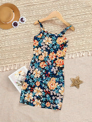 Girl's Boho Floral Cami Dress Summer Spaghetti Sleeveless