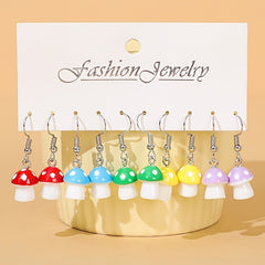 10pcs Random Color Little Mushrooms Kids' Funny Earrings
