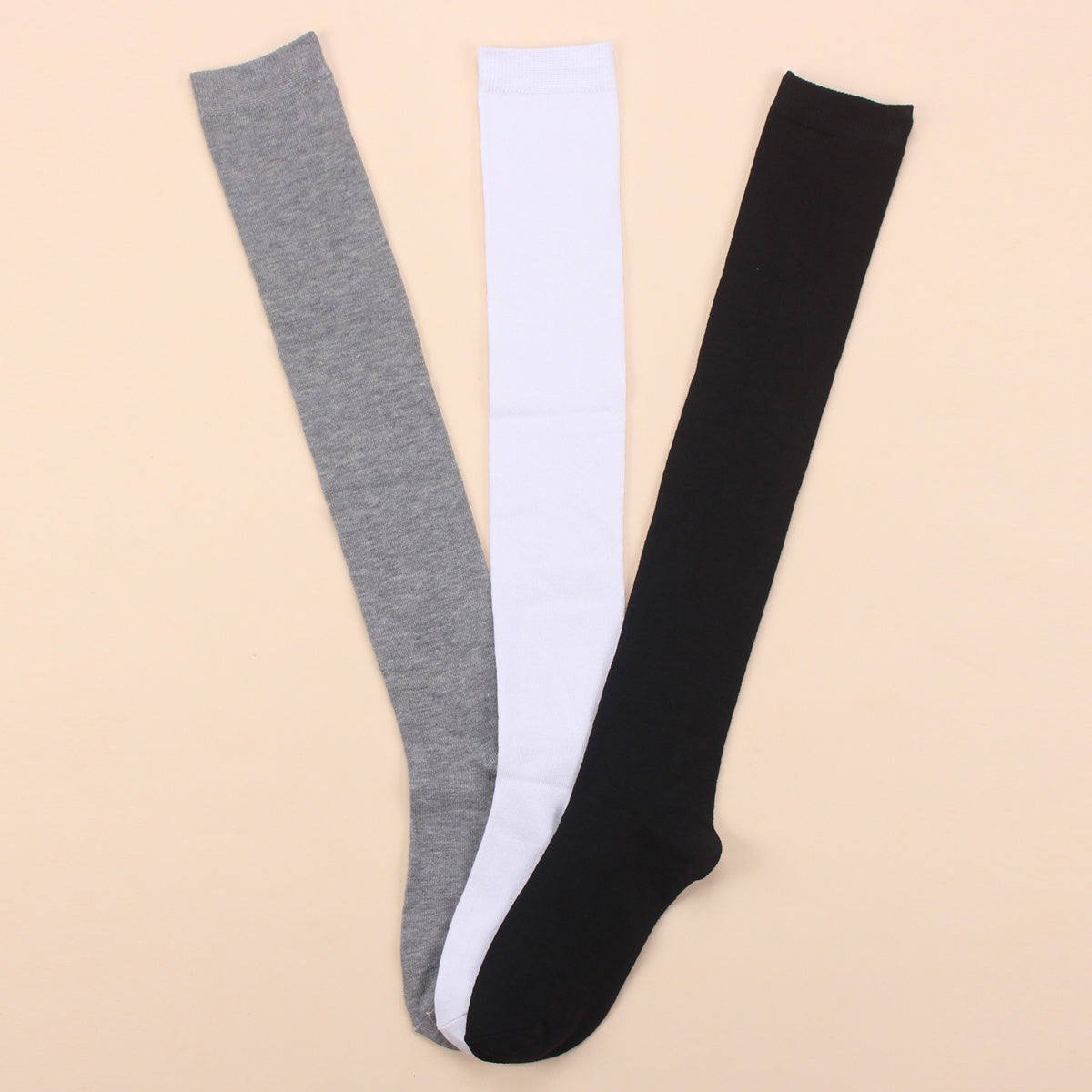3pais Women's Thigh High Socks Solid Over The Knee Socks