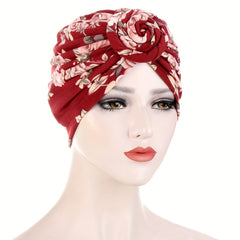 Flower Paisley Print Turban Cap Casual Solid Headwrap