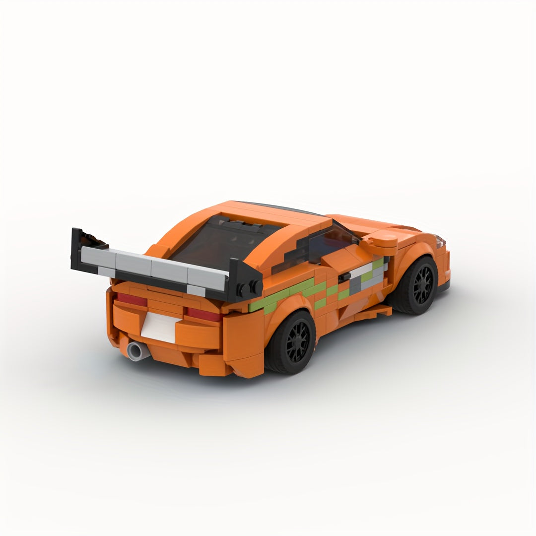 370pcs Orange Sports Car Model Building Block Set
