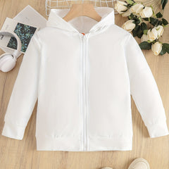 Girls' Basic Zipper Hoodie Casual Hooded Jacket Spring Fall