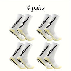 4 Pairs Non Slip Striped Football Socks