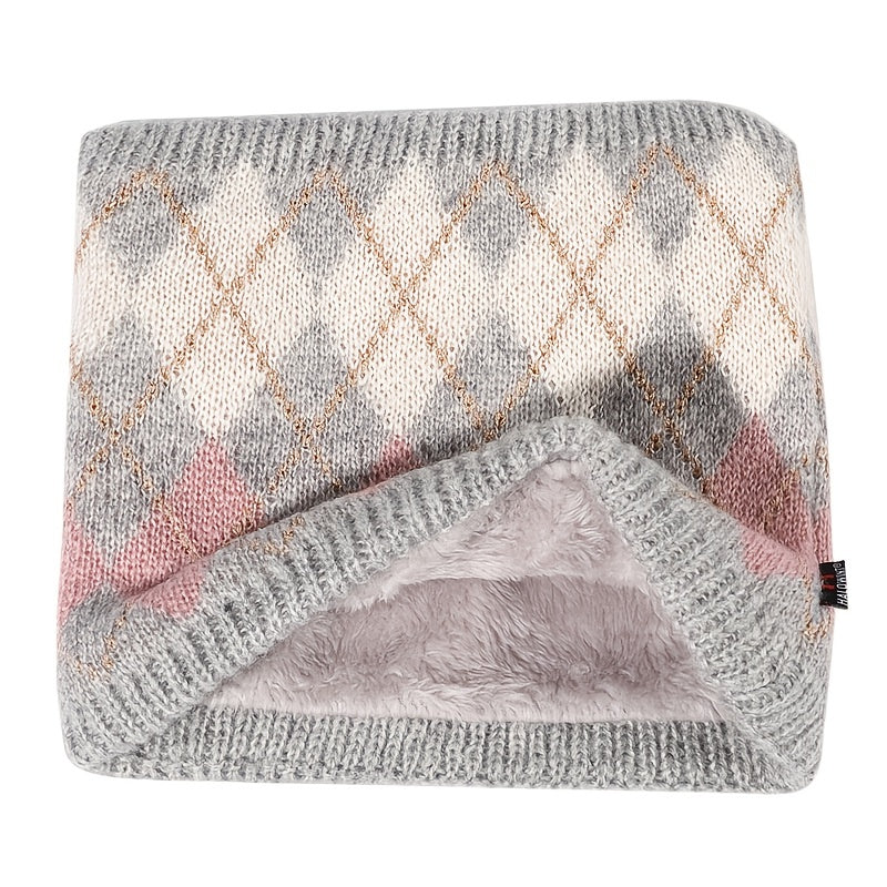 Jacquard Plaid Neck Scarf Ladies Winter Warm Neck Warmer Infinity Scarf