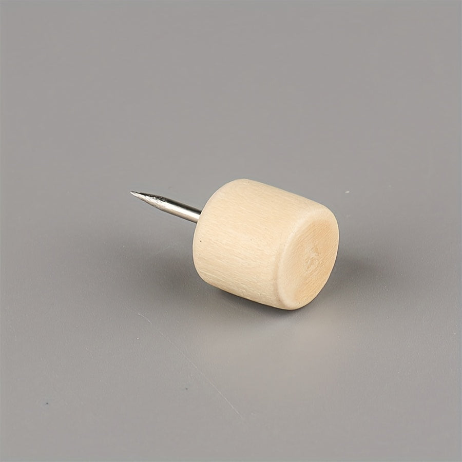30pcs Wooden Push Pins 5 Styles Storage Box Home Office Craft Projects