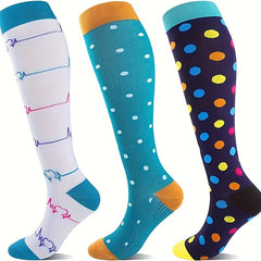 3 Pairs Compression Socks for Men and Women Knee High Stocking for Sports