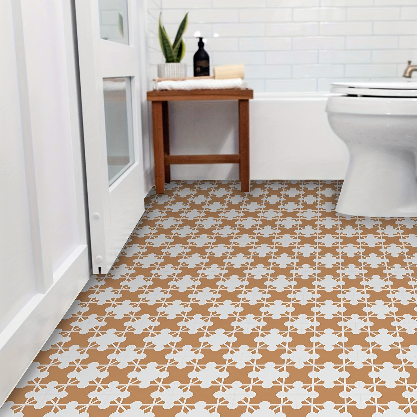 Orange Floor Mosaic Tile Sticker 9pcs