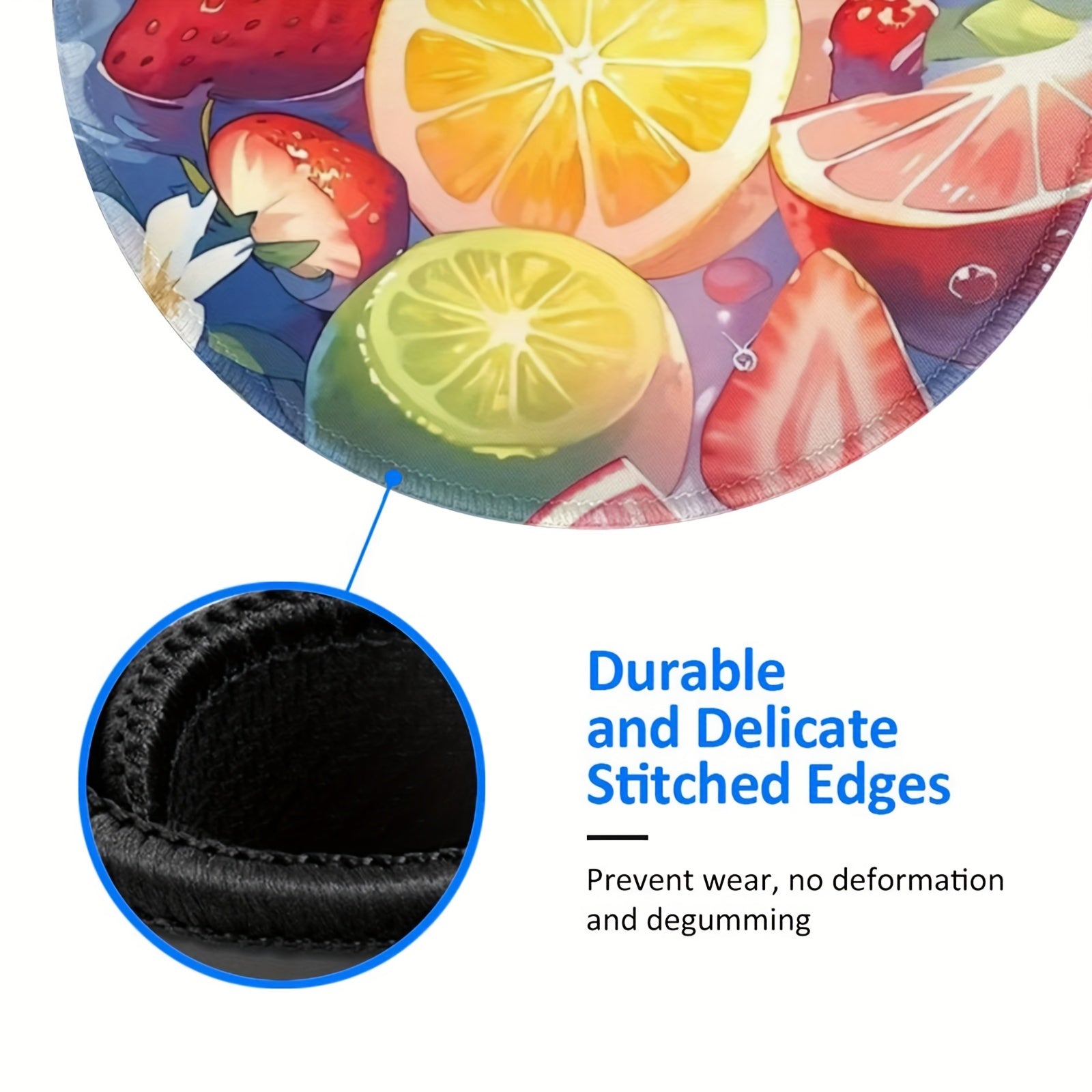 Fruit Pattern Round Mouse Pad 20x20cm for Games & Office