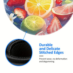 Fruit Pattern Round Mouse Pad 20x20cm for Games & Office