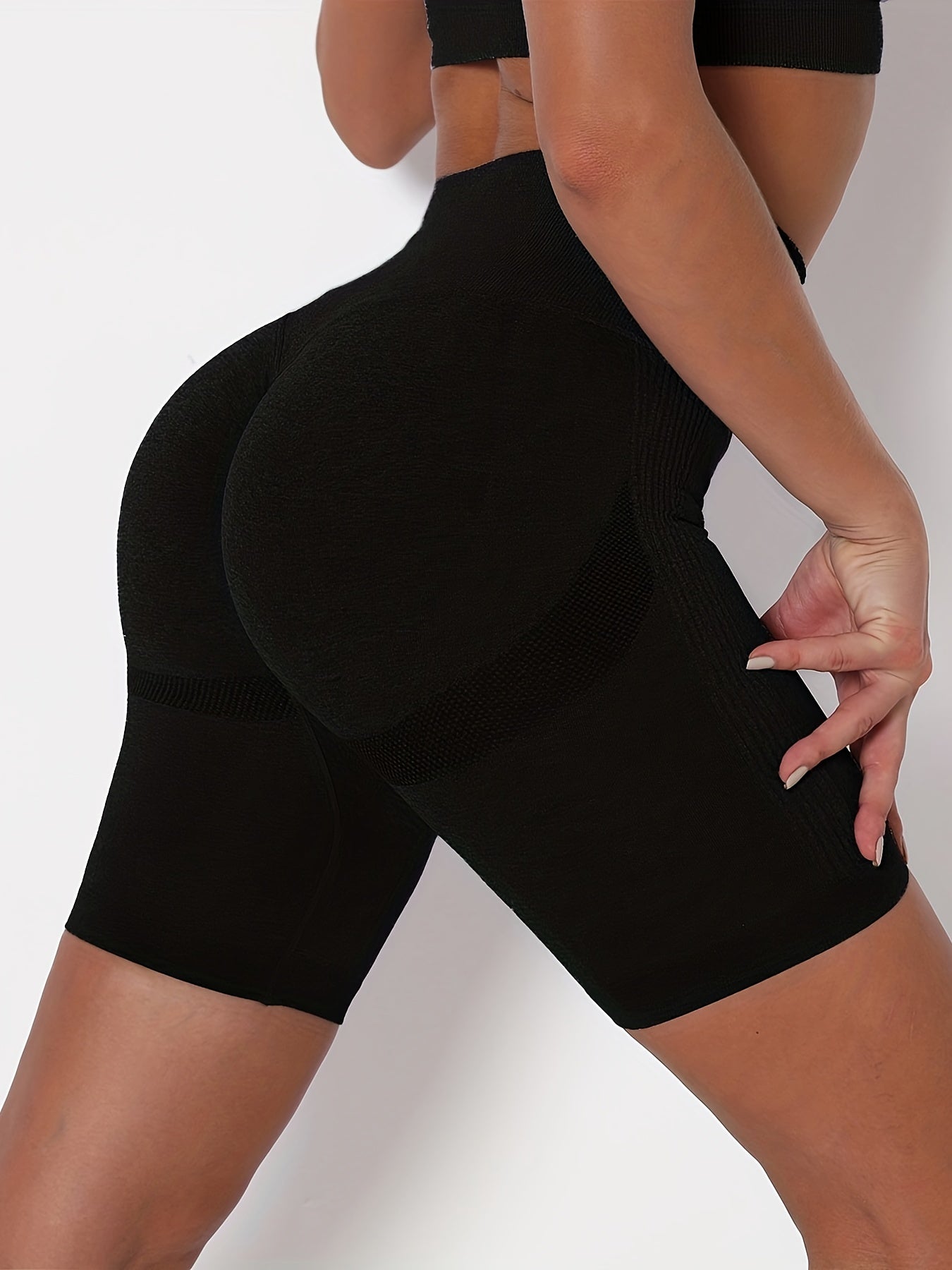 Yoga Sports Shorts High Waist Tummy Control Stretchy Seamless Quick Drying