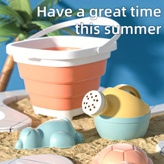 Multifunctional Straw Beach Toy Set with Folding Bucket - Play Snow, Sand, Water