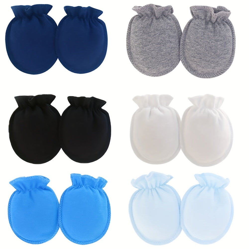 6 Pairs Newborn Stripe Graphic Mittens Anti Eating Hand Gloves