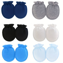 6 Pairs Newborn Stripe Graphic Mittens Anti Eating Hand Gloves