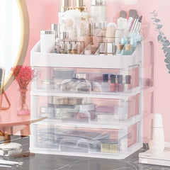 Desktop Transparent Cosmetic Organizer Drawer Type Storage Box
