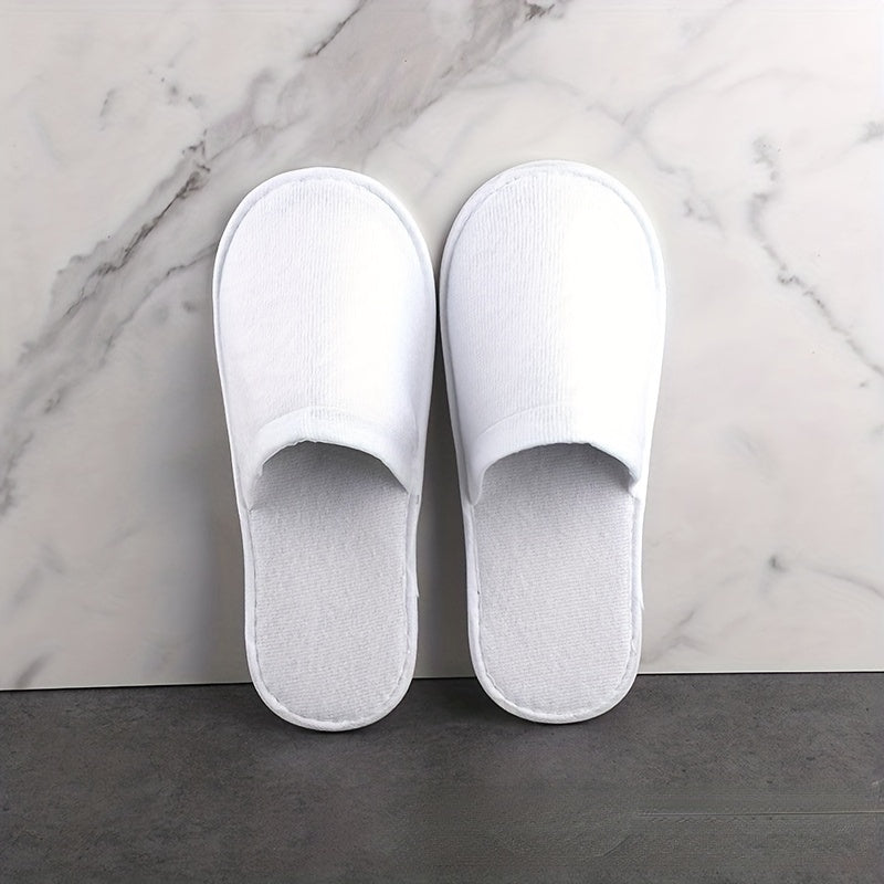 Plush Flat Slippers Non Slip Hotel Shoes Women's Indoor Guest Slippers