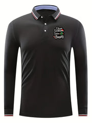 Men's Long Sleeve Polo Shirt - Dear Santa Deline Naughty