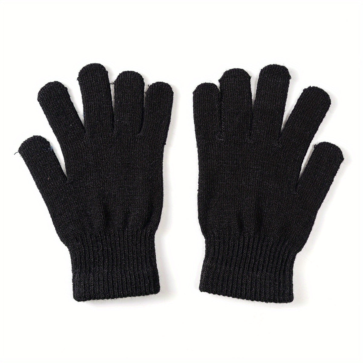 Boys Woolen Knitted Gloves, Warm & Elastic Five Finger Glov