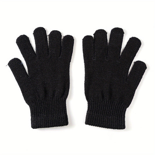 Boys Woolen Knitted Gloves, Warm & Elastic Five Finger Glov