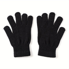 Boys Woolen Knitted Gloves, Warm & Elastic Five Finger Glov