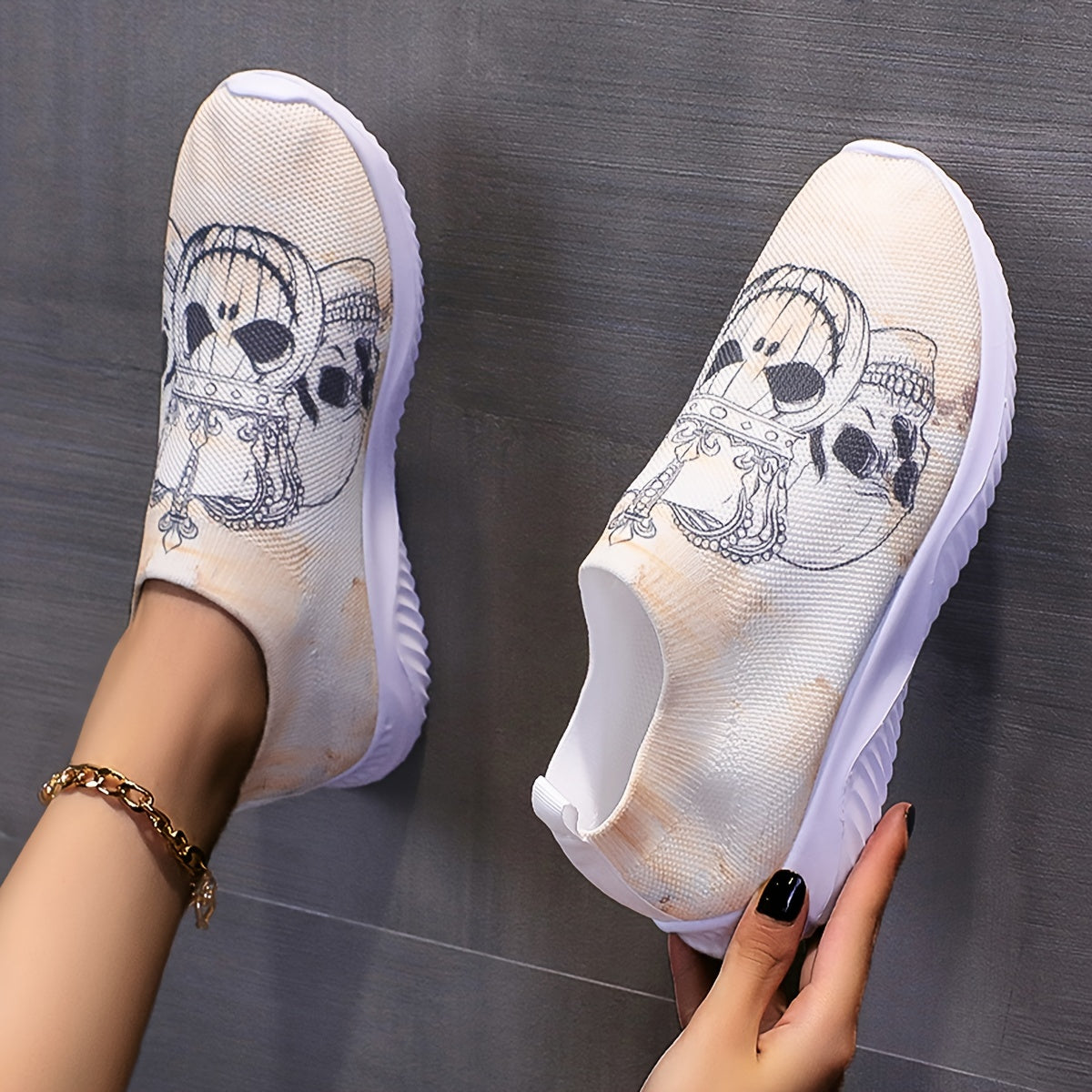Women's Skull Platform Sneakers Lightweight Halloween Shoes