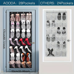 Over the Door Shoe Storage with 28 Deep Pockets and 4 Hooks
