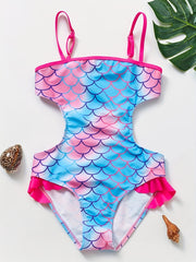 Toddler Girls Fish Scale Graphic Cami Swimsuit