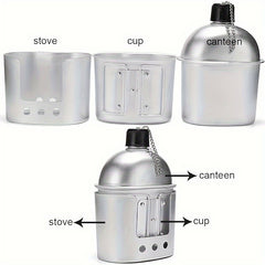Aluminum Cookware Canteen Cup & Stove for Camping