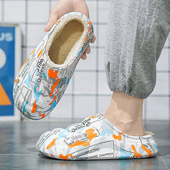 Men's Alphabet Pattern Cotton Slippers