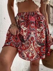Ethnic Print Elastic Waist Skirts Boho Summer Mini Skirts Women's Clothing