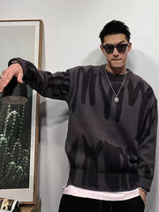 Men's Geometric Cable Sweater High Stretch Pullover