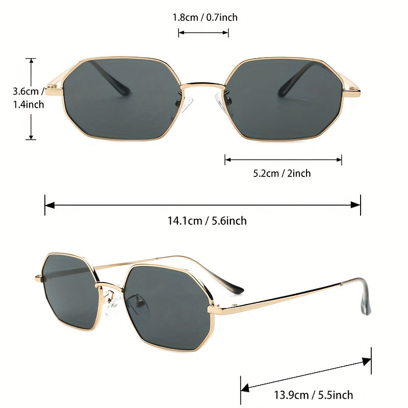 Geometric Metal Frame Sunglasses Vintage Outdoor UV400